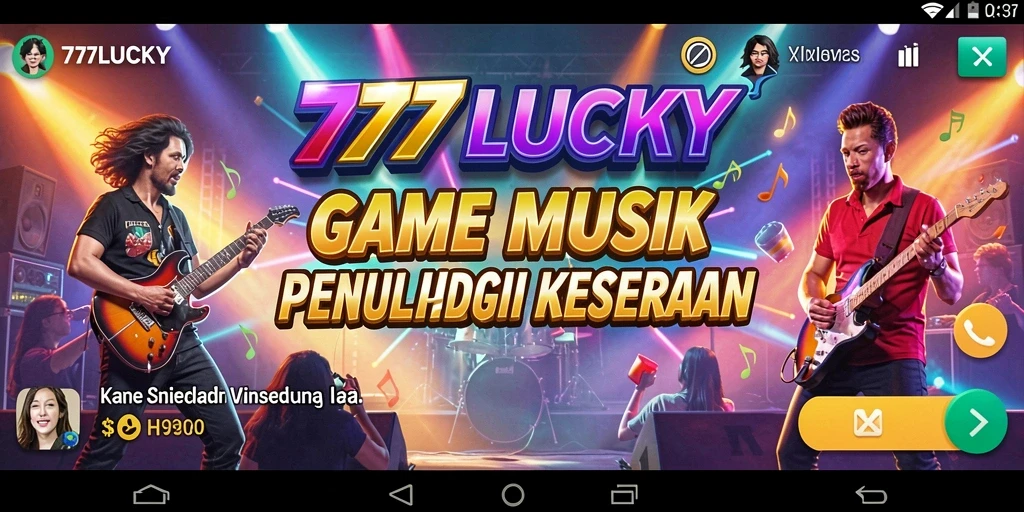 Tampilan gameplay interaktif 777LUCKY dengan fitur karaoke.