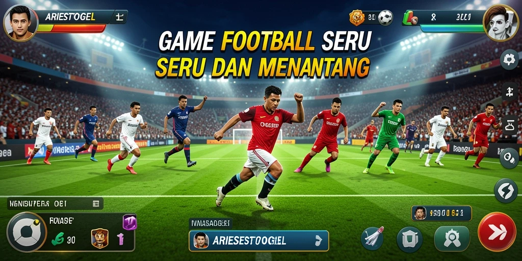 Tampilan gameplay seru di ARIESTOGEL saat mencetak gol.