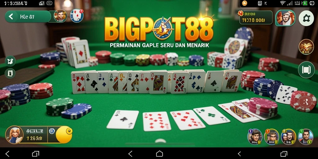 Screenshot gameplay Gaple di BIGPOT88 menunjukkan keseruan pemain.