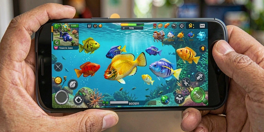 Tampilan gameplay menembak ikan yang mengasyikkan di BOS01.
