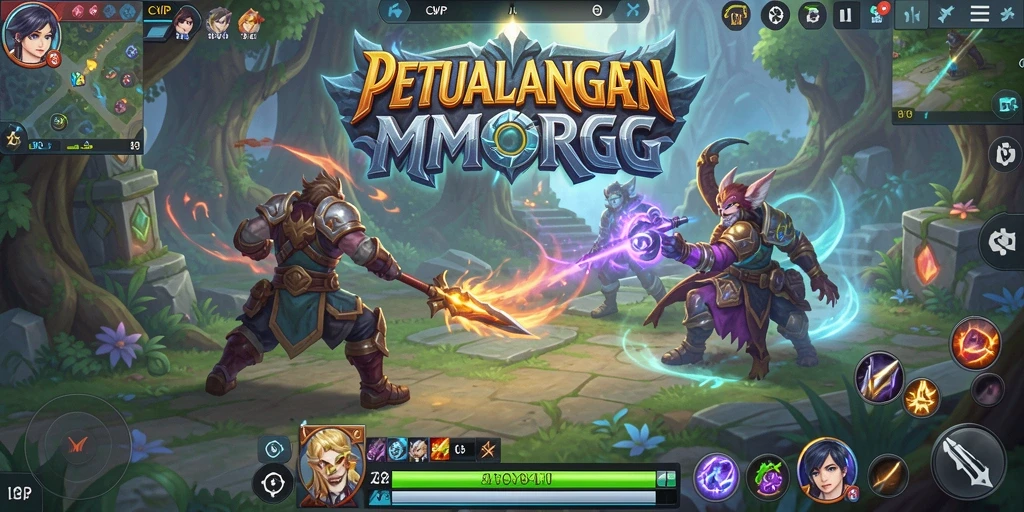 Screenshot utama C8VIP menampilkan aksi pertarungan seru dalam dunia MMORPG.