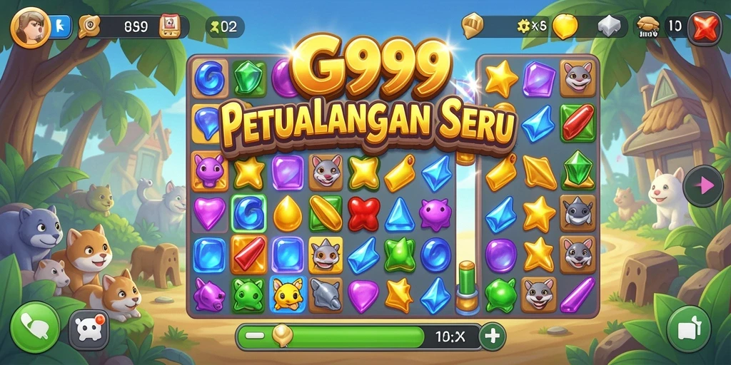 Tangkapan layar GG999 menunjukkan gameplay Match-3 yang seru dan menantang.