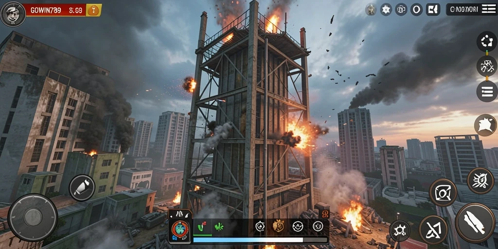 Tampilan gameplay GOWIN789 yang menegangkan dalam mode Tower Defense.