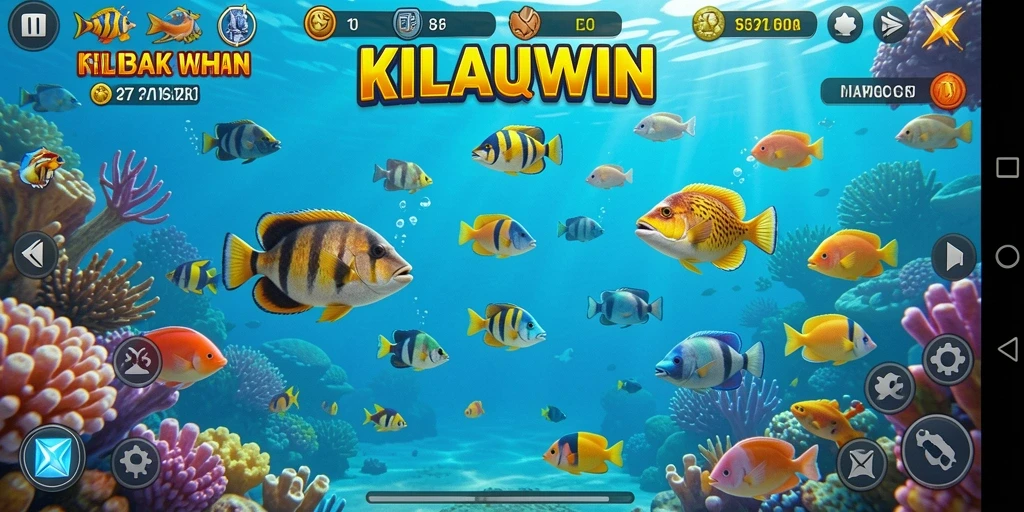 Screenshot KILAUWIN menampilkan aksi seru saat menembak ikan.
