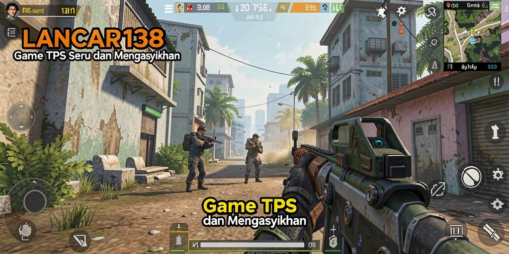 Screenshot utama LANCAR138 menampilkan aksi seru dalam game TPS.