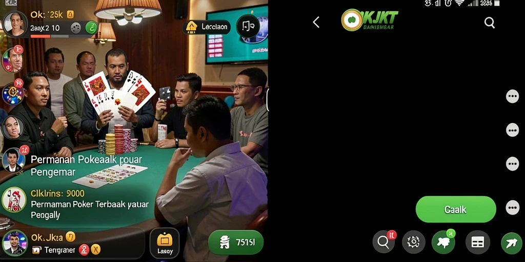 Tampilan permainan poker OKJKT yang mendebarkan.