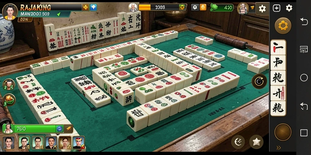 Screenshot gameplay RAJAKING yang menunjukkan tantangan Mahjong yang seru.