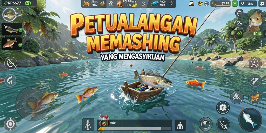 Tampilan screenshot dari gameplay memancing yang seru dan menarik.