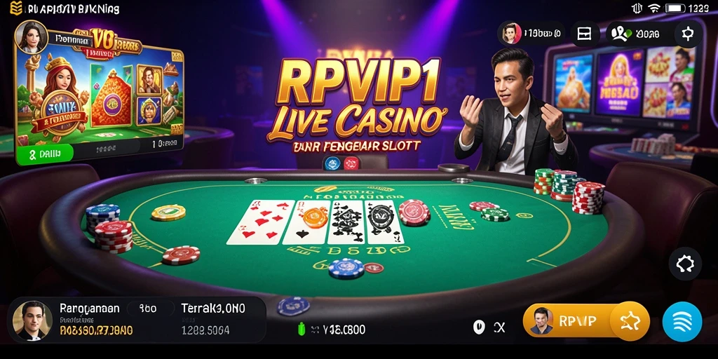 Tampilan dinamis gameplay Live Casino RPVIP1 dengan dealer langsung.
