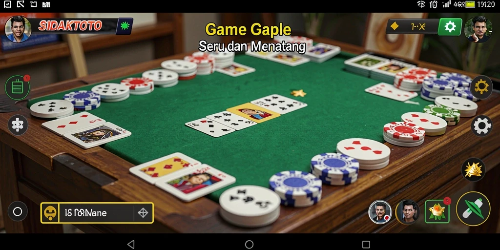 Screenshot gameplay SIDAKTOTO dengan tampilan seru permainan Gaple.