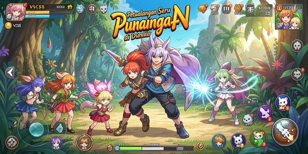 Tampilan gameplay VC55 dengan karakter Anime yang menarik dan aksi seru.