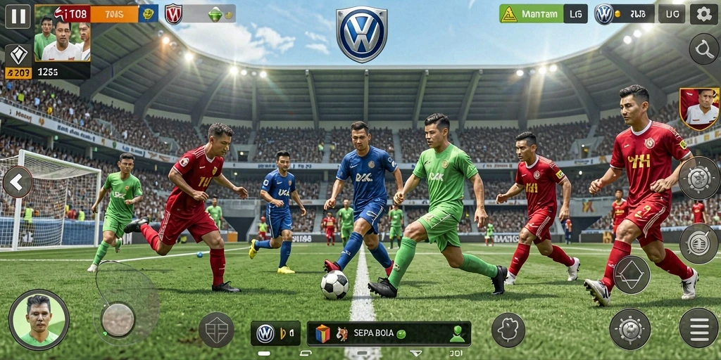 Tampilan gameplay VW108 yang mendebarkan dalam bermain sepak bola.